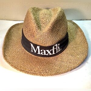 Maxfli Golf Hat Straw One Size Made In USA Stitched Logo Hatband Vintage OSFA